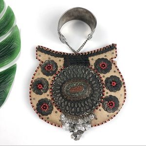 Beaded Metal Bangle Purse Bohemian Style